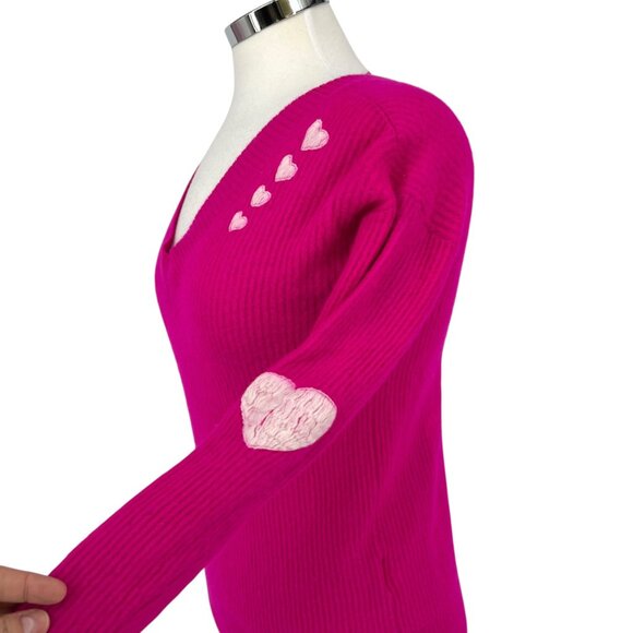Charter Club Cashmere Heart Patch V-Neck Sweater Pink Size Small - Picture 5 of 10